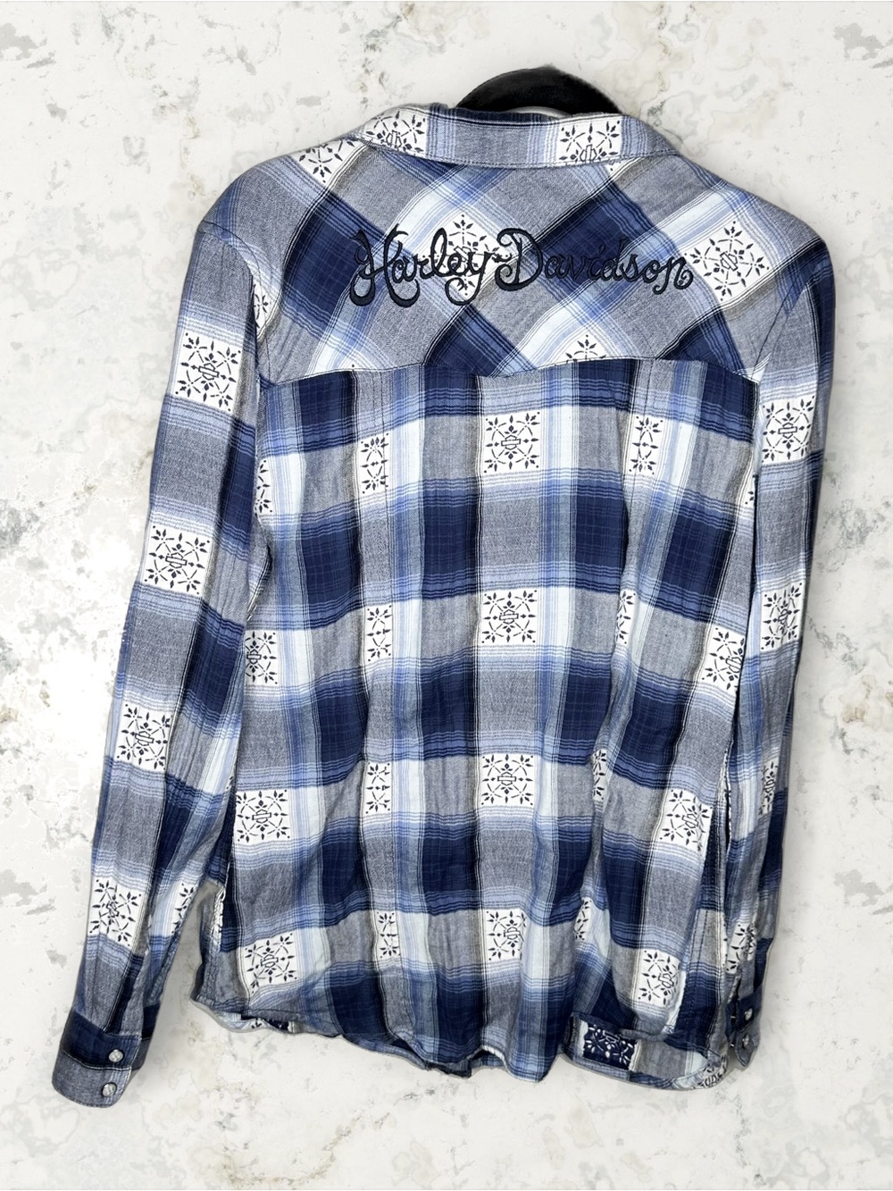 Harley Davidson Motorcycle Boho Button Down